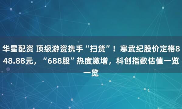 华星配资 顶级游资携手“扫货”！寒武纪股价定格848.88元，“688股”热度激增，科创指数估值一览