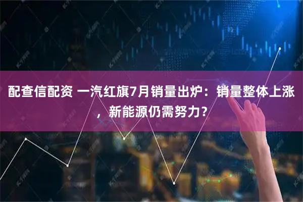 配查信配资 一汽红旗7月销量出炉：销量整体上涨，新能源仍需努力？