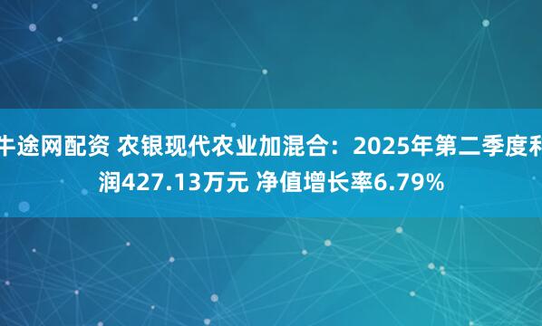 牛途网配资 农银现代农业加混合：2025年第二季度利润427.13万元 净值增长率6.79%